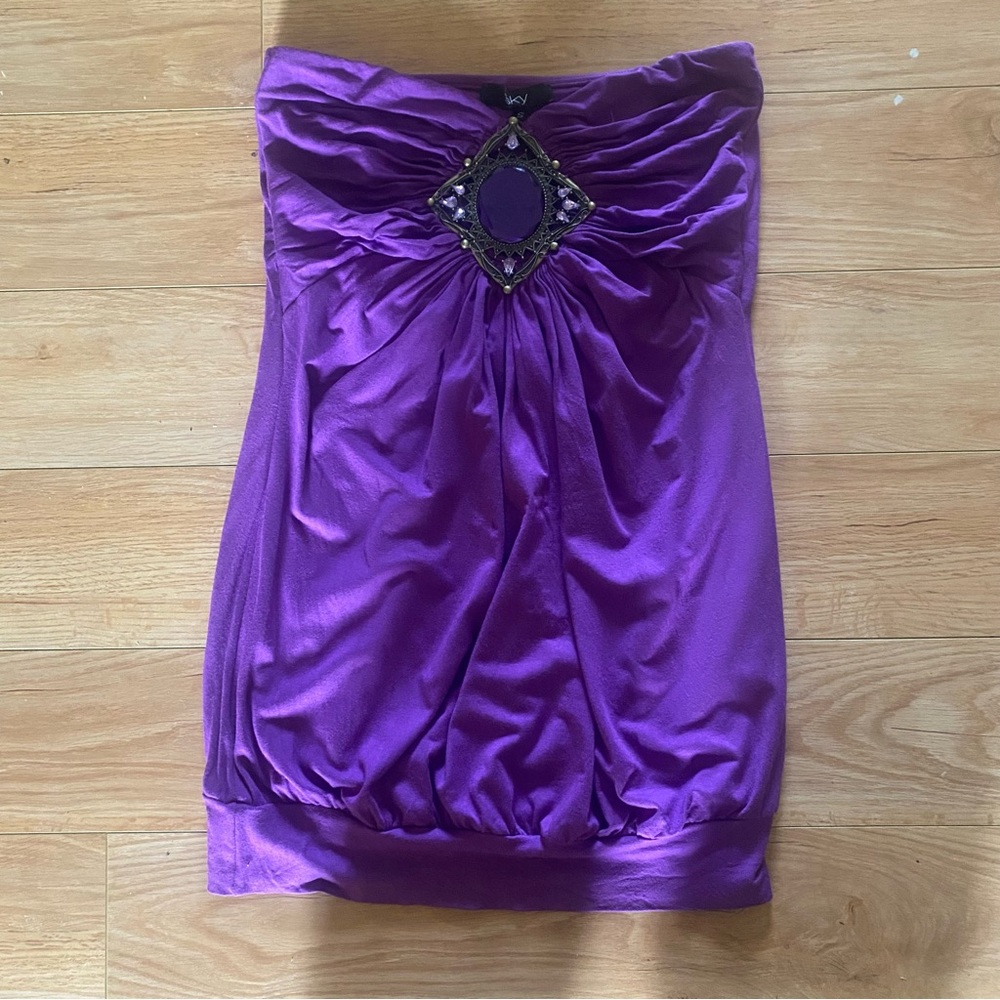 Sky Strapless Dress with Embellished Detail